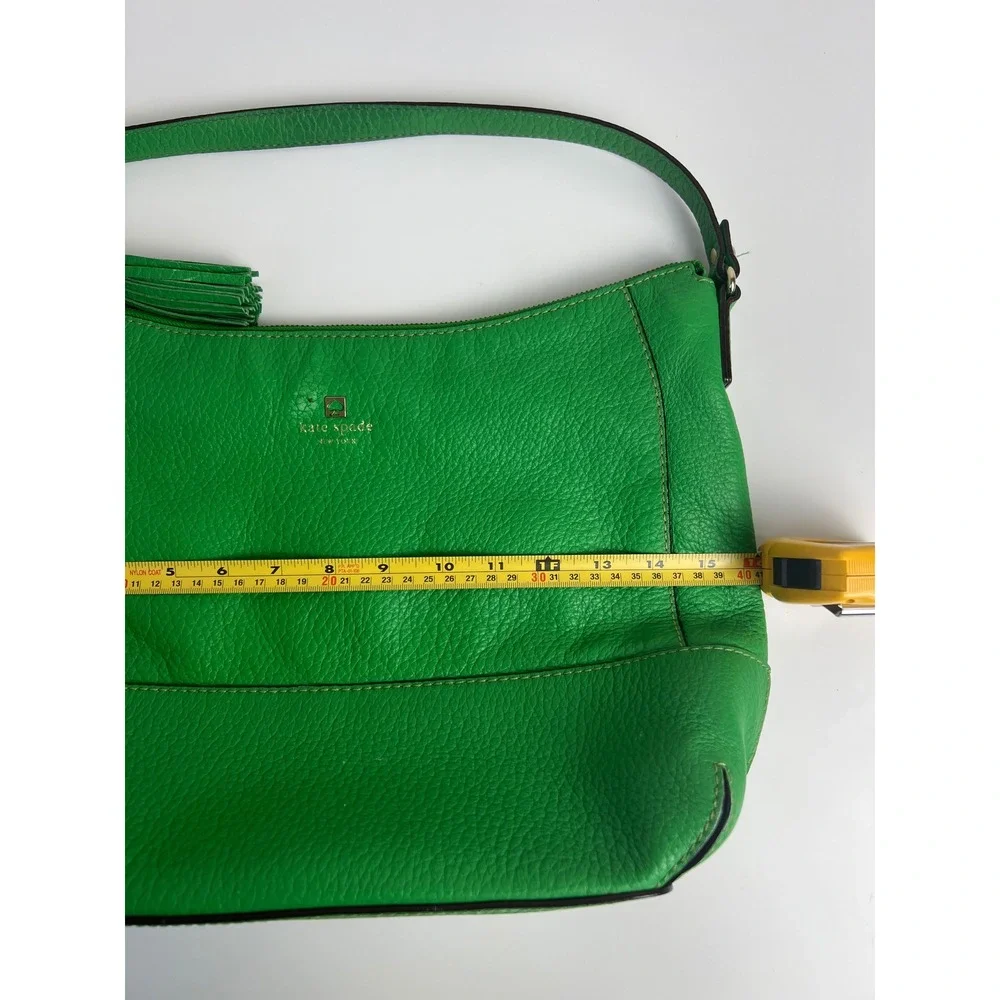Kate Spade Green Pebbled Leather Tassel Shoulder Hobo Bag Purse Y2K Color Pop